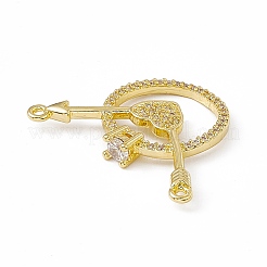 Brass Micro Pave Clear Cubic Zirconia 2-Loop Pendants&nbsp;KK-E068-VC023