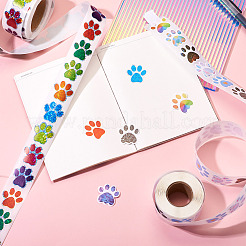 2 Rolls 2 Colors Dog Paw Print Paper Stickers&nbsp;DIY-TA0011-56