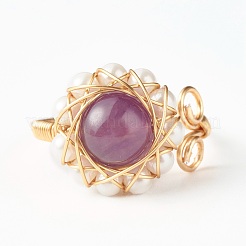 Natural Amethyst Finger Ring for Girl Women&nbsp;RJEW-TA00012-5