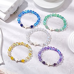 Synthetic Moonstone Beads Stretch Bracelets for Women Men&nbsp;BJEW-JB11376