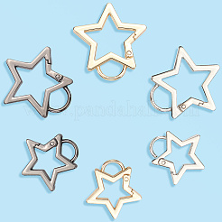 6Pcs 6 Styles Zinc Alloy Spring Gate Rings&nbsp;FIND-SP0003-80
