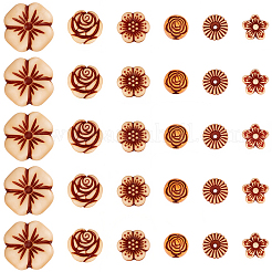 320Pcs 6 Styles Imitation Wood Acrylic Beads&nbsp;SACR-PA0001-25