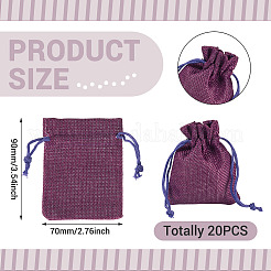 20Pcs Rectangle Polyester Imitation Burlap Packing Pouches Drawstring Bags&nbsp;ABAG-TA0002-02