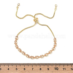 Adjustable Square Brass Micro Pave Cubic Zirconia Link Bracelets&nbsp;KK-D112-01A-G