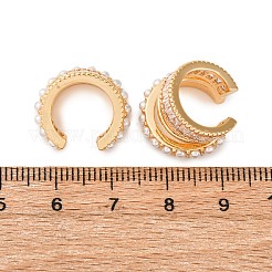 Triple C-Shaped Brass Micro Pave Clear Cubic Zirconia Cuff Earrings&nbsp;EJEW-Z127-06G