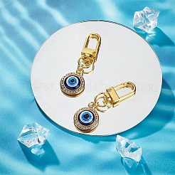 2Pcs 304 Stainless Steel Rhinestone & Resin Pendants Keychain&nbsp;HJEW-OC0001-13