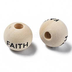 Printed Natural Wood European Beads&nbsp;WOOD-T019-44