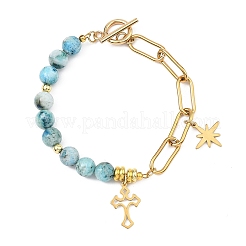 Cross & Star 304 Stainless Steel Charm Bracelets&nbsp;BJEW-JB13743-01