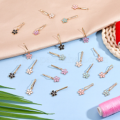 60Pcs 5 Colors Flower Alloy Enamel Zipper Puller&nbsp;HJEW-DC00193