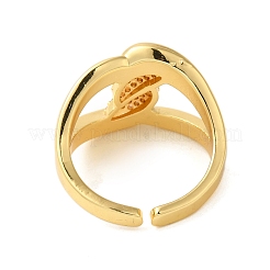 Brass Micro Pave Clear Cubic Zirconia Open Cuff Rings for Women&nbsp;RJEW-A048-18G