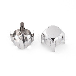 Non-Tarnish 201 Stainless Steel Sew on Prong Settings&nbsp;STAS-T032-01-8mm-P
