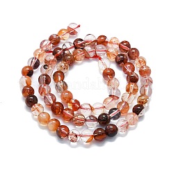 Natural Red Hematoid Quartz/Ferruginous Quartz Beads Strands&nbsp;G-K245-A01-02
