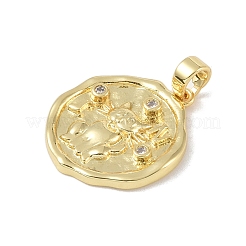 Brass Micro Pave Clear Cubic Zirconia Pendants&nbsp;KK-P273-15C-G