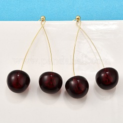 Brass Acrylic Stud Dangle Earrings for Women&nbsp;EJEW-G430-04G