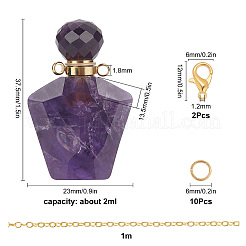 15 Piece DIY Natural Amethyst Perfume Bottle Pendant Necklaces Making Kits&nbsp;DIY-SC0014-86B