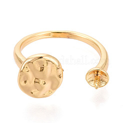 Flat Round Brass Cup Peg Ring Settings&nbsp;KK-N274-27G