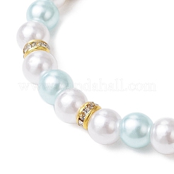 Alloy Pendants with ABS Plastic Imitation Pearl Beads and K9 Glass and Brass Grade A Rhinestone Spacer Beads and Flat Elastic Crystal String Bracelets&nbsp;BJEW-JB11778-02
