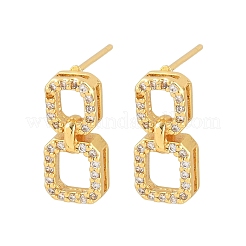 Brass Micro Pave Cubic Zirconia Stud Earrings&nbsp;KK-Z166-01G