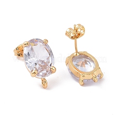 Brass Micro Pave Clear Cubic Zirconia Stud Earring Findings&nbsp;KK-G420-18G