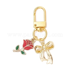 5Pcs Valentine's Day Bowknot Alloy Enamel Pendant Decorations&nbsp;HJEW-JM04470