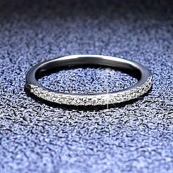 Rhodium Plated 925 Sterling Silver Micro Pave Cubic Zirconia Plain Band Rings&nbsp;WGF7D9C-17