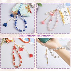 Polymer Clay Rhinestone & Glass Beaded Chain Mobile Strap&nbsp;HJEW-SW00021-03