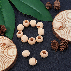Unfinished Natural Wood European Beads&nbsp;WOOD-PH0009-04D