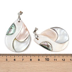 Natural Abalone Shell & Black Lip Shell & Pink Shell Pendants&nbsp;SSHEL-B003-06P-05