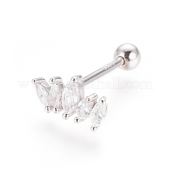 Anti-Tarnish Rhodium Plated 925 Sterling Silver Barbell Cartilage Earrings&nbsp;STER-I018-01P