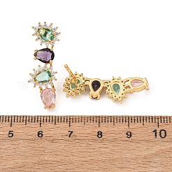Brass Micro Pave Cubic Zirconia Stud Earrings for Women&nbsp;EJEW-F418-03G