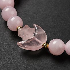 Natural Rose Quartz Moon and Star Beaded Stretch Bracelet for Women&nbsp;G-G997-C05