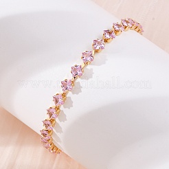 Brass Rhombus Cubic Zirconia Cup Chain Necklaces for Women&nbsp;NJEW-U033-01G