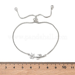 Adjustable Brass Micro Pave Clear Cubic Zirconia Box Chain Slider Bracelets&nbsp;BJEW-C156-09P-03