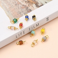 Faceted Cube Transparent Glass Links Connectors&nbsp;PALLOY-JF00468-M