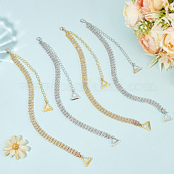 2 Pairs 2 Colors 2 Row Rhinestone Chain Non-slip Bra Straps&nbsp;FIND-GO0002-49