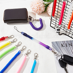 15Pcs 13 Style Plastic Spiral Retractable Spring Coil Keychain&nbsp;KEYC-CP0001-02