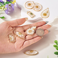 8Pcs 4 Styles Alloy Epoxy Resin Inner Flower Pendants&nbsp;FIND-BG0001-05