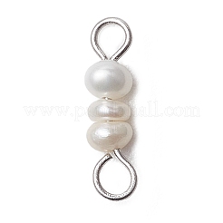 Natural Freshwater Pearl Rondelle Beaded Connector Charms&nbsp;PALLOY-JF05011-02