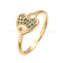 Brass Micro Pave Clear Cubic Zirconia Cuff Rings for Women&nbsp;RJEW-H247-33G