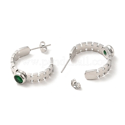 Emerald Rhinestone Geometry Stud Earrings&nbsp;STAS-H175-18P