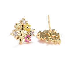 Colorful Enamel Flower of Life Stud Earrings with Cubic Zirconia&nbsp;LS-EJEW-G288-30G
