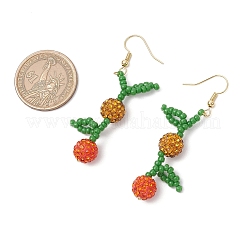 3 Pairs Fruit Pave Disco Ball Beads Dangle Earrings&nbsp;EJEW-TA00632