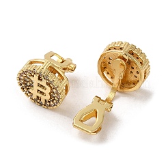 Rack Plating Real 18K Gold Plated Brass Bitcoin Shape Clip-on Earrings&nbsp;EJEW-B034-04G
