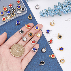 32Pcs 8 Color 304 Stainless Steel Rhinestone Charms&nbsp;STAS-UN0023-86