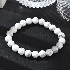 Natural Howlite Round Beaded Stretch Bracelets&nbsp;GG-CBA12F1-02A-10