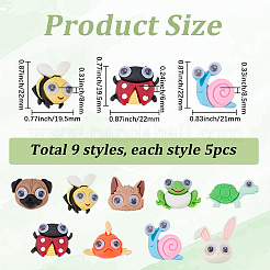45Pcs 9 Styles Animal Theme Opaque Resin Cabochons&nbsp;RESI-SC0006-96