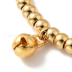 PVD Vacuum Plating 304 Stainless Steel Bell Charm Bracelet with 201 Stainless Steel Round Beads for Women&nbsp;BJEW-B057-16G