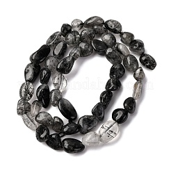 Natural Black Rutilated Quartz Beads Strands&nbsp;G-F439-08