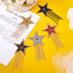 5Pcs 5 Colors Star Resin Rhinestone PET Plastic Sequin Iron on/Sew on Patches&nbsp;PATC-HY0001-90