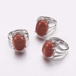 Natural & Synthetic Gemstone Wide Band Finger Rings&nbsp;RJEW-K224-A